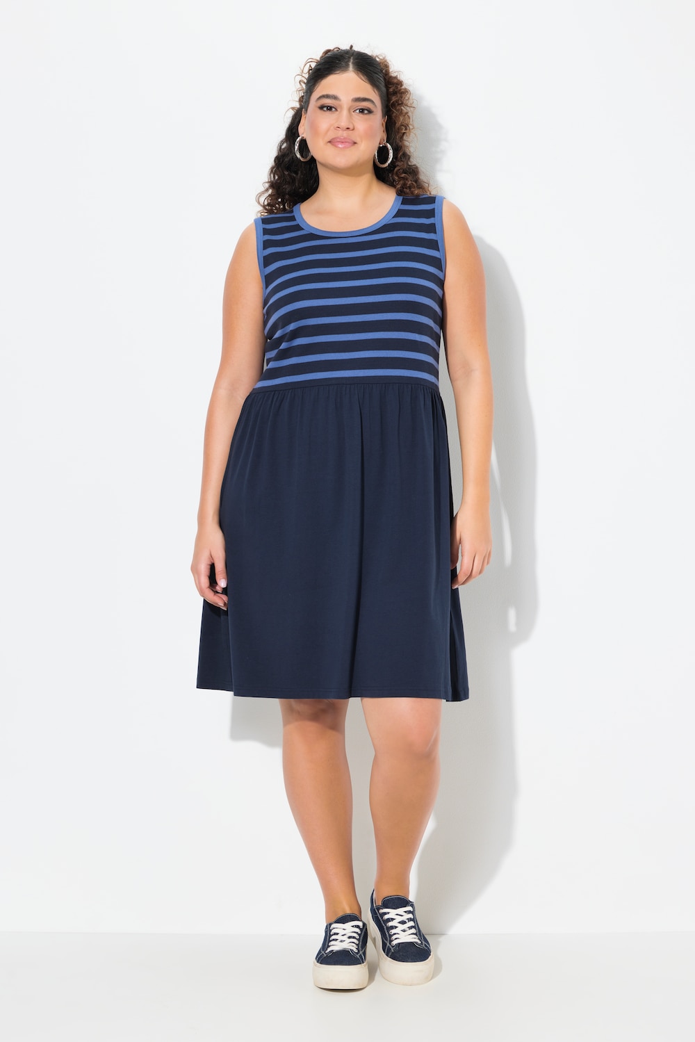 Große Größen Kleid, Damen, blau, Größe: 50/52, Baumwolle, Ulla Popken