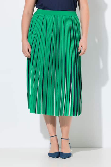 Spódnica midi plisowana, nadruk, krój trapezowy, elastyczny pas