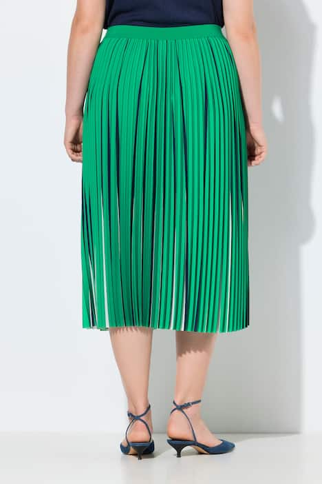 Spódnica midi plisowana, nadruk, krój trapezowy, elastyczny pas