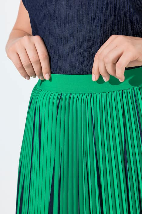 Spódnica midi plisowana, nadruk, krój trapezowy, elastyczny pas