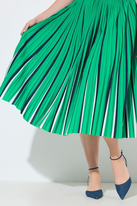 Spódnica midi plisowana, nadruk, krój trapezowy, elastyczny pas