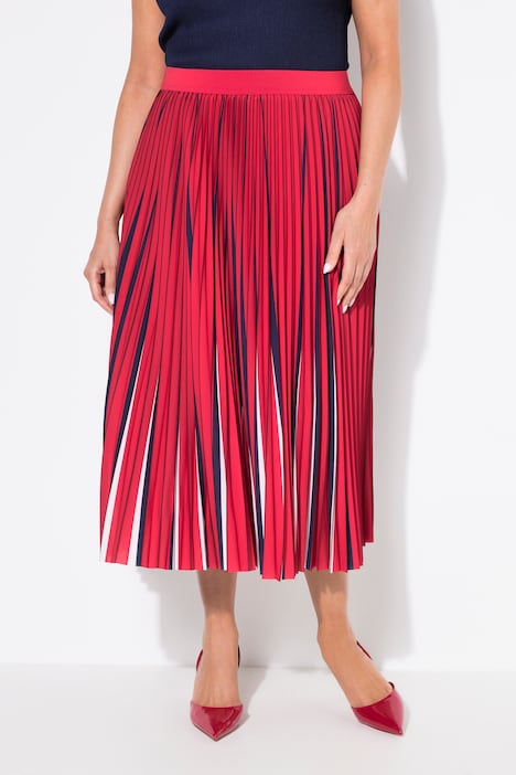 Pleated Color Pop Elastic Waist A-Line Skirt