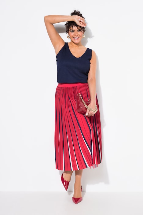 Pleated Color Pop Elastic Waist A-Line Skirt