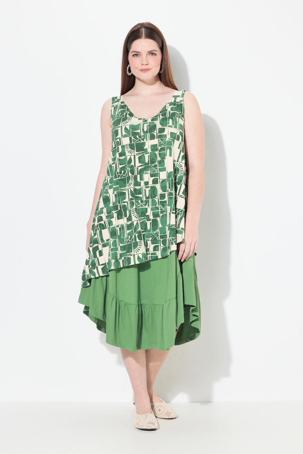 Große Größen Midikleid, Damen, grün, Größe: 50/52, Baumwolle, Ulla Popken