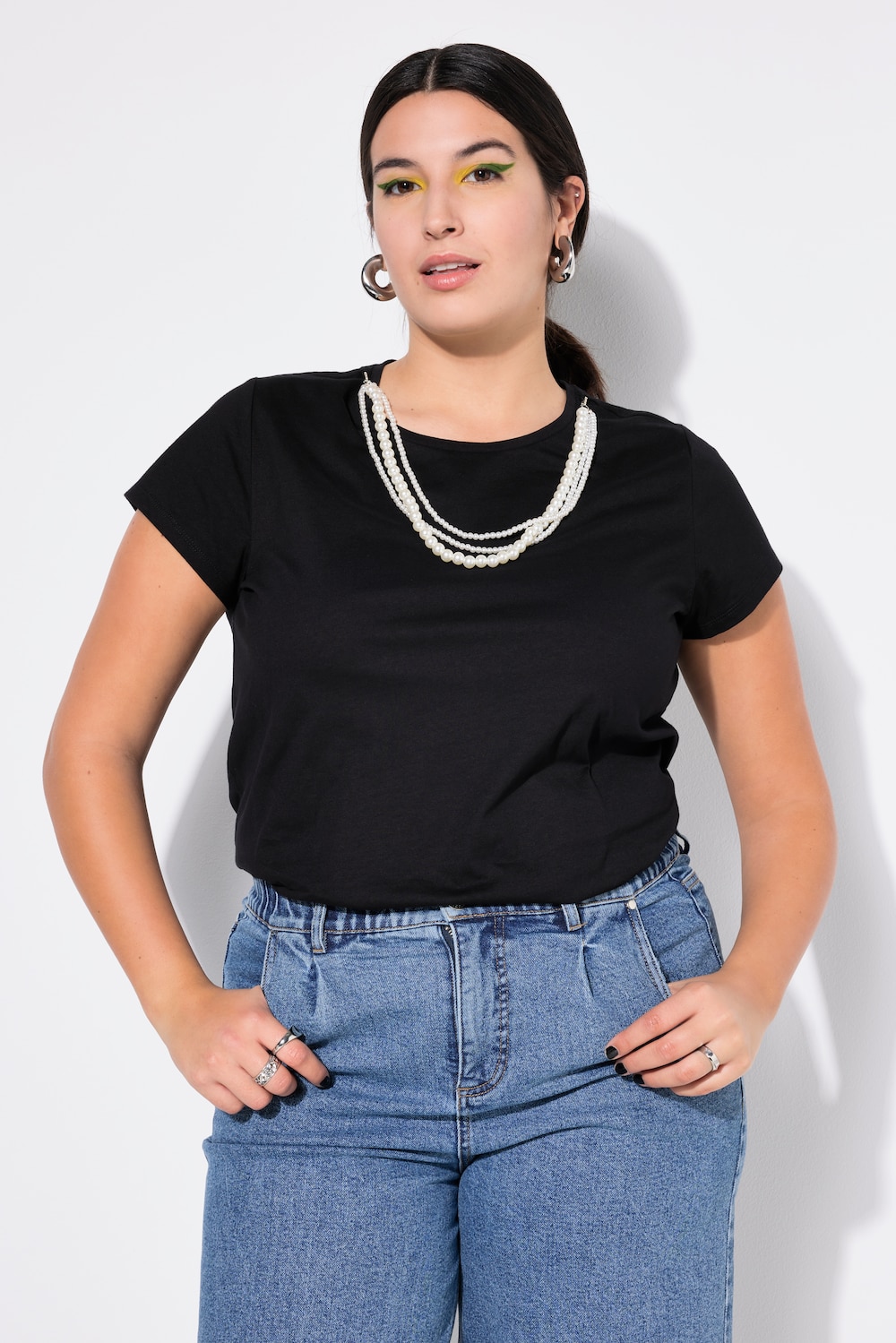 Große Größen T-Shirt, Damen, schwarz, Größe: 46/48, Baumwolle, Studio Untold