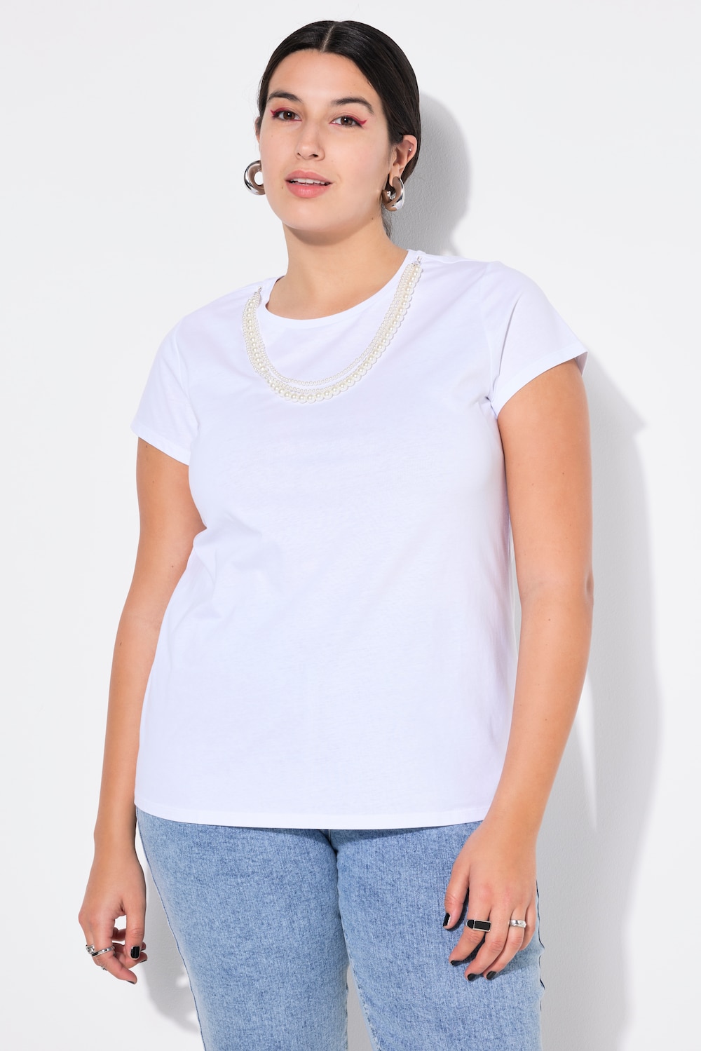 Große Größen T-Shirt, Damen, weiß, Größe: 46/48, Baumwolle, Studio Untold