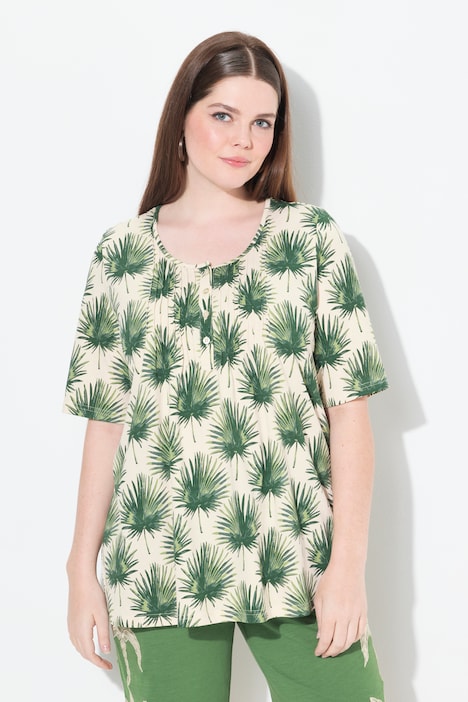 T-shirt, palmen, A-lijn, ronde hals, korte mouw, biologisch katoen