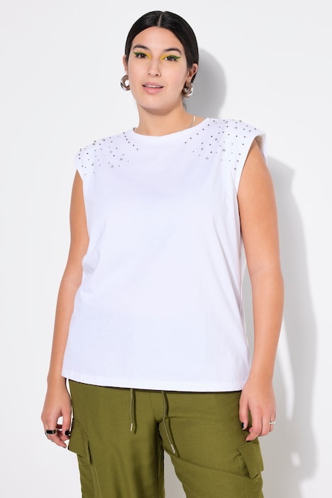 Top, Oversize Shape, Schulter mit Glitzersteinchen