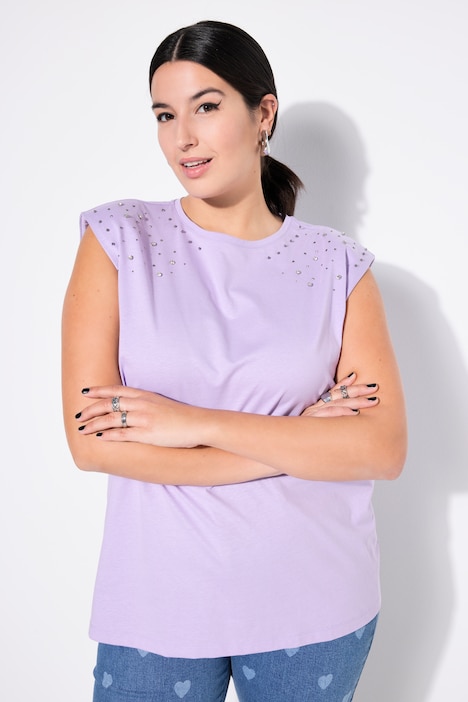 Top, Oversize Shape, Schulter mit Glitzersteinchen