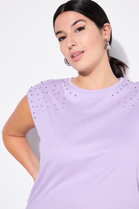 Top, Oversize Shape, Schulter mit Glitzersteinchen