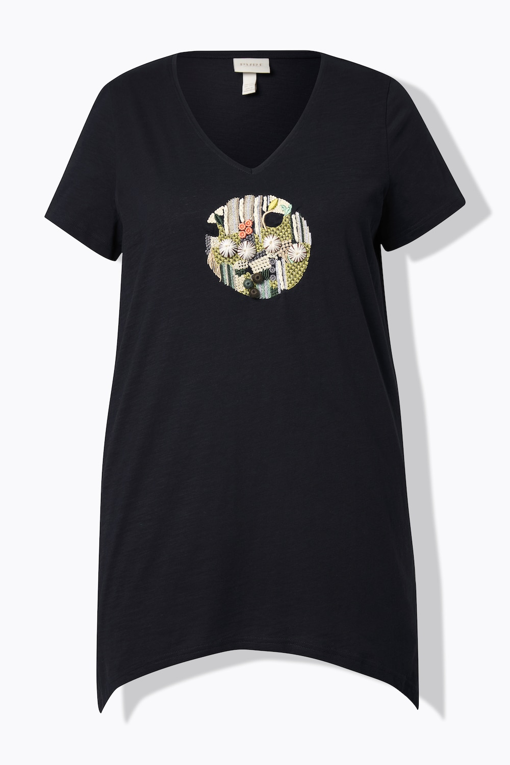 Stora storlekar T-shirt, Dam, svart, storlek: 42/44, Bomull, Ulla Popken