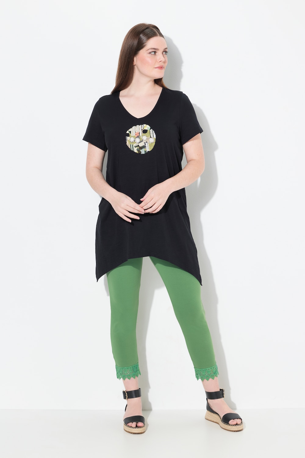 Große Größen T-Shirt, Damen, schwarz, Größe: 50/52, Baumwolle, Ulla Popken