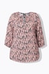 Blusa, plumas, escote túnica, mangas 3/4