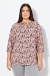 Blusa, plumas, escote túnica, mangas 3/4