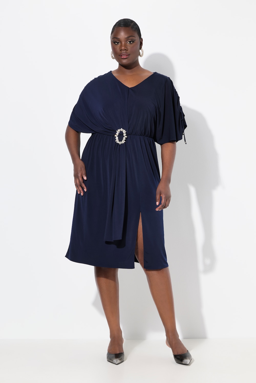 Große Größen Midikleid, Damen, blau, Größe: 50/52, Polyester, Ulla Popken