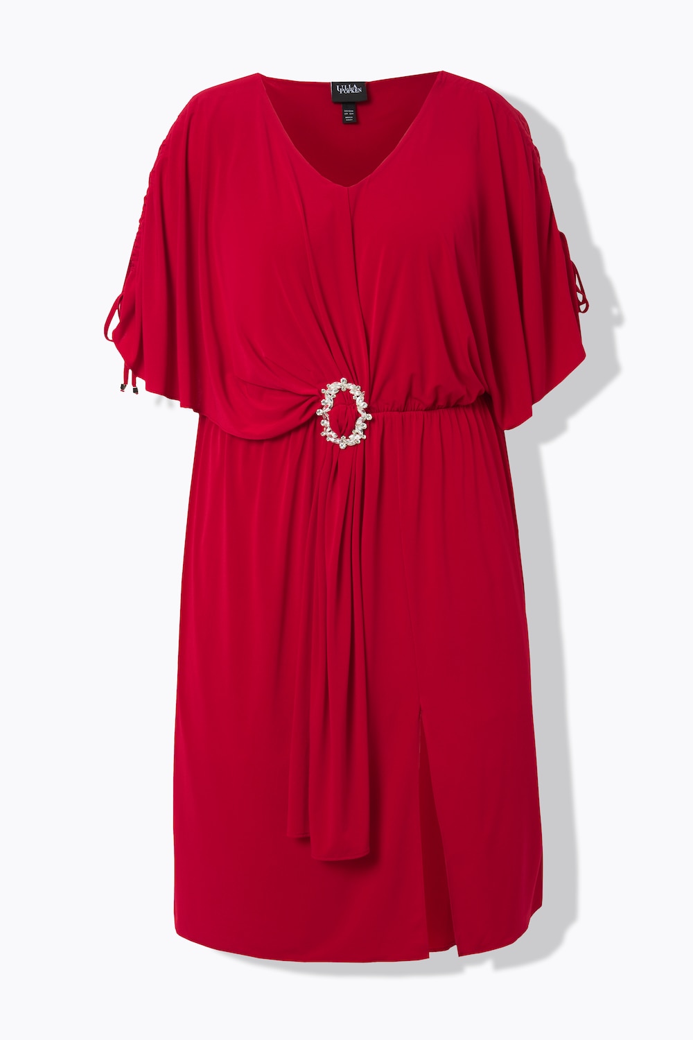Stora storlekar Midiklänning, Dam, röd, storlek: 42/44, Polyester, Ulla Popken