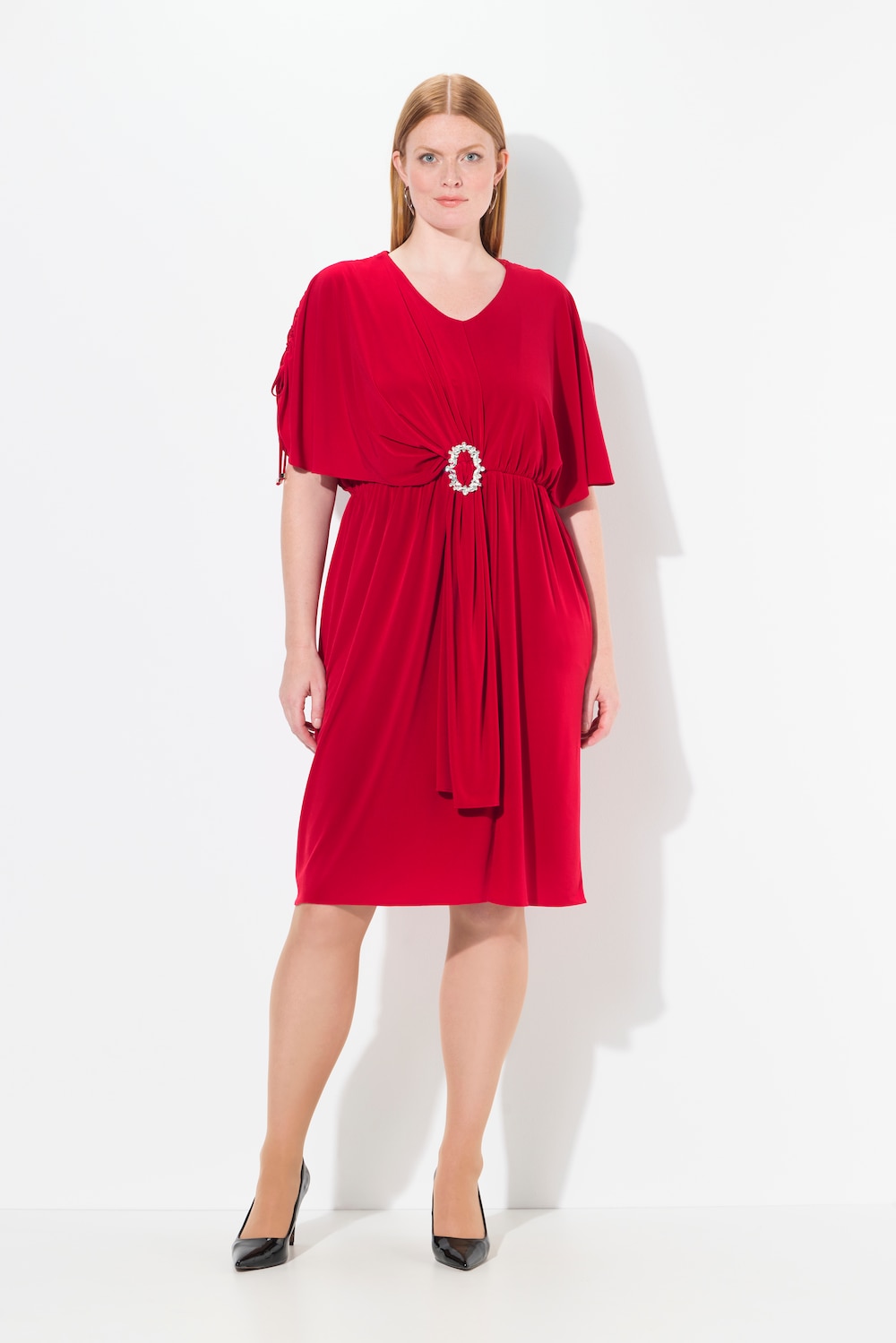 Thumbnail - Große Größen Midikleid, Damen, rot, Größe: 42/44, Polyester, Ulla Popken