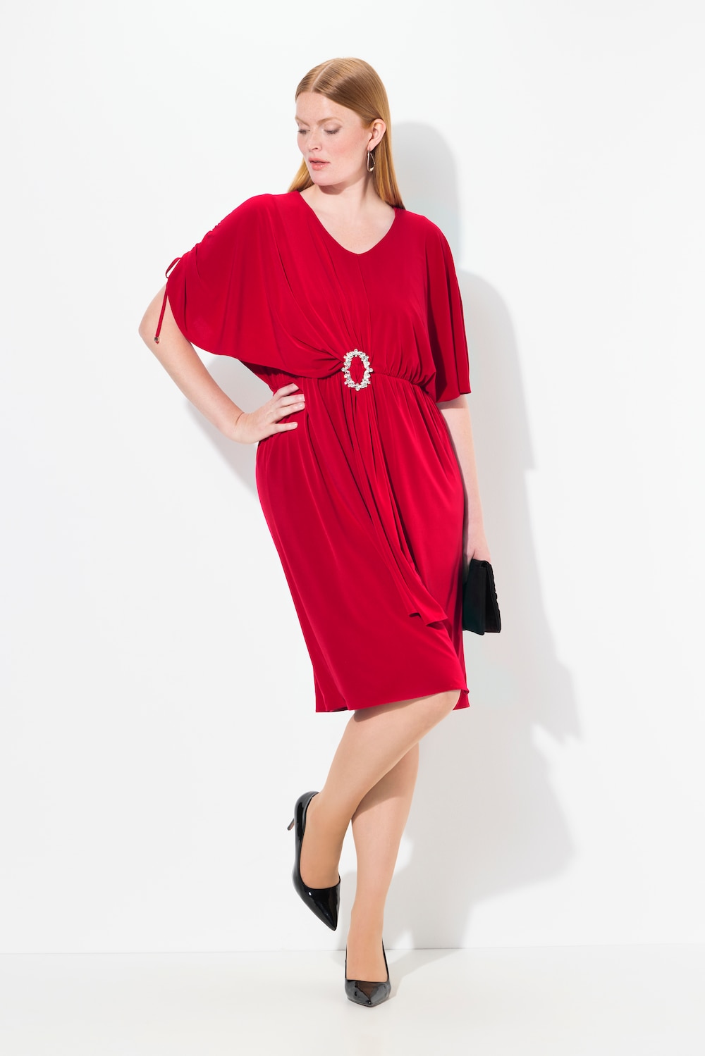 Große Größen Midikleid, Damen, rot, Größe: 42/44, Polyester, Ulla Popken