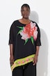 Chiffonbluse, dobbeltlag, glitterblomst, rund hals, 3/4-ærmer