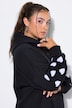 Sweat-shirt à capuche ultra-oversize, molleton, petits cœurs sur les bras