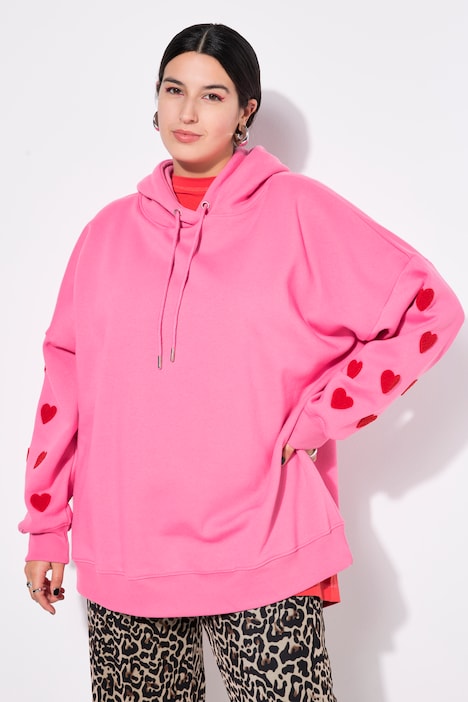 Sudadera con capucha, muy amplia, sport, capucha, corazones