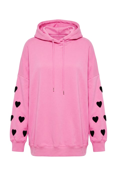 Mikina s kapucí, oversize, tepláková, srdce