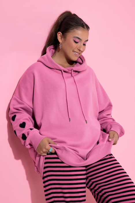 Hoodie, oversized, Sweat, Kapuze, Ärmel-Hearts