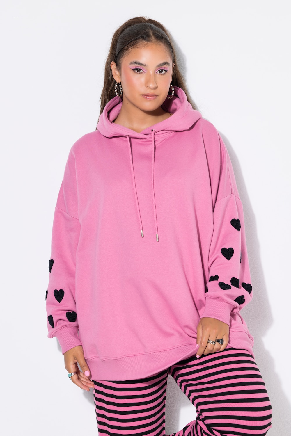Hoodie, oversized, Sweat, Kapuze, Ärmel-Hearts