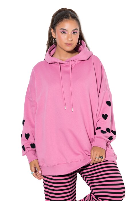 Mikina s kapucí, oversize, tepláková, srdce