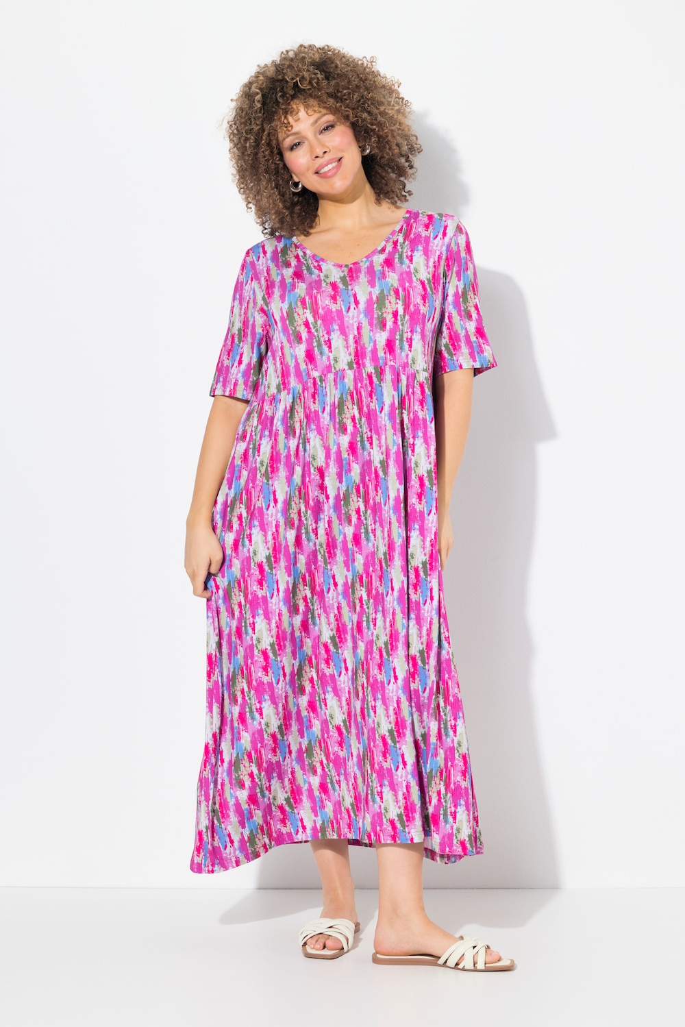 Große Größen Jersey-Midikleid, Damen, rosa, Größe: 58/60, Viskose, Ulla Popken