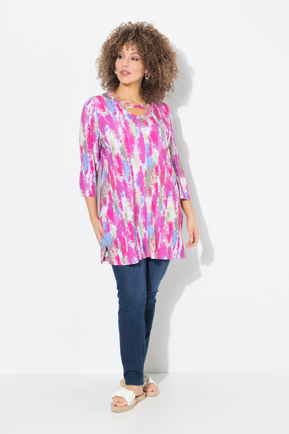 Große Größen Longshirt, Damen, rosa, Größe: 42/44, Viskose, Ulla Popken