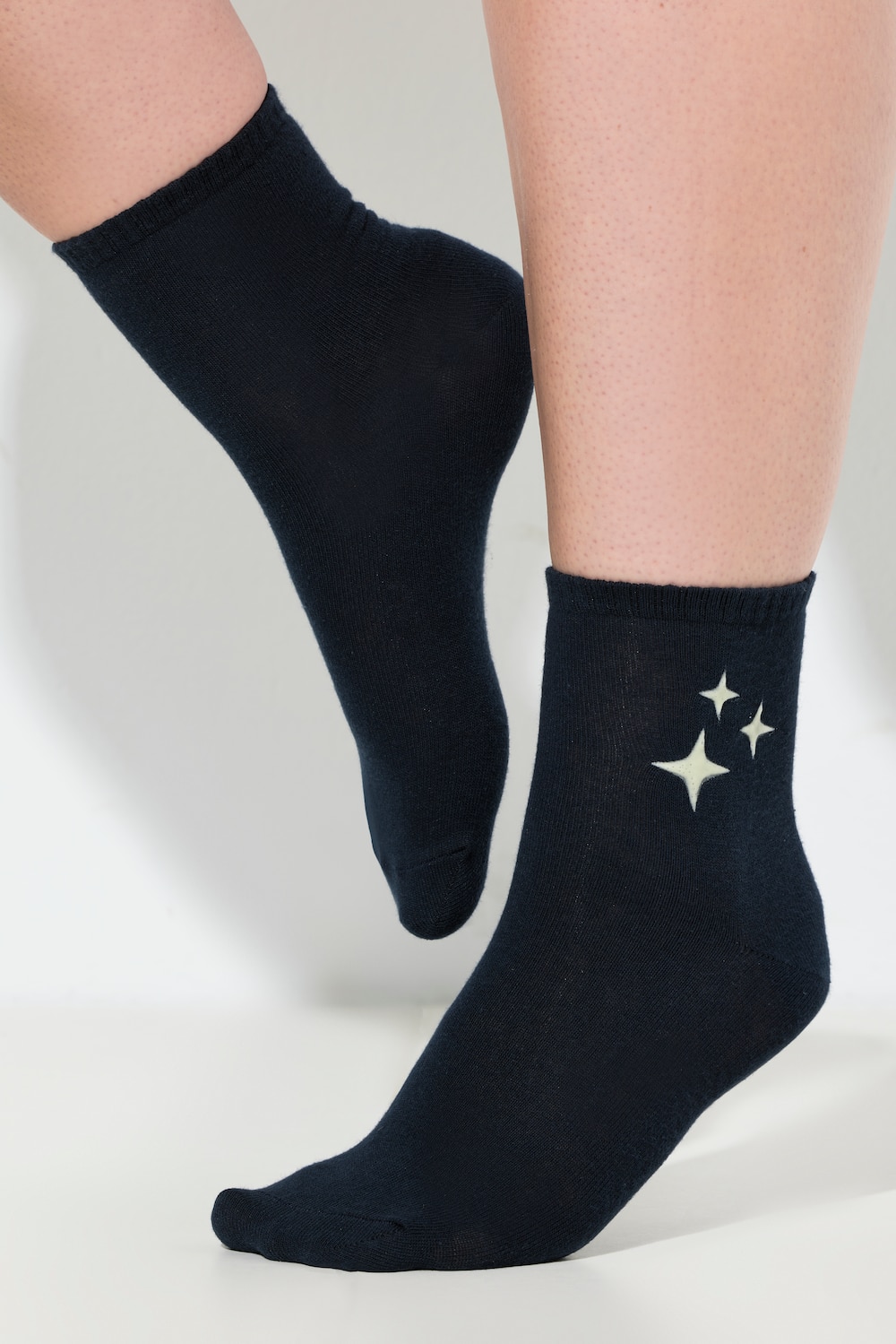 Große Größen Glow-in-the-Dark-Strümpfe, Damen, blau, Größe: 39-42, Baumwolle/Synthetische Fasern, Ulla Popken