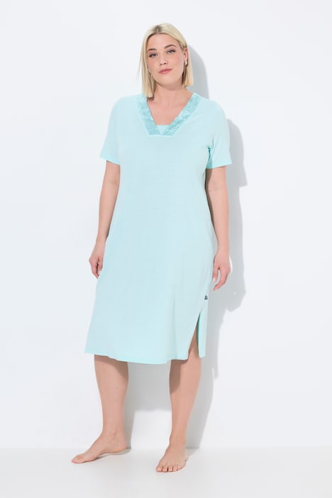 Satin Trim Short Sleeve Nightgown