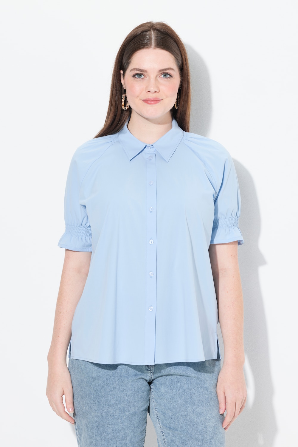 Große Größen Shirtbluse, Damen, blau, Größe: 54/56, Baumwolle, Ulla Popken