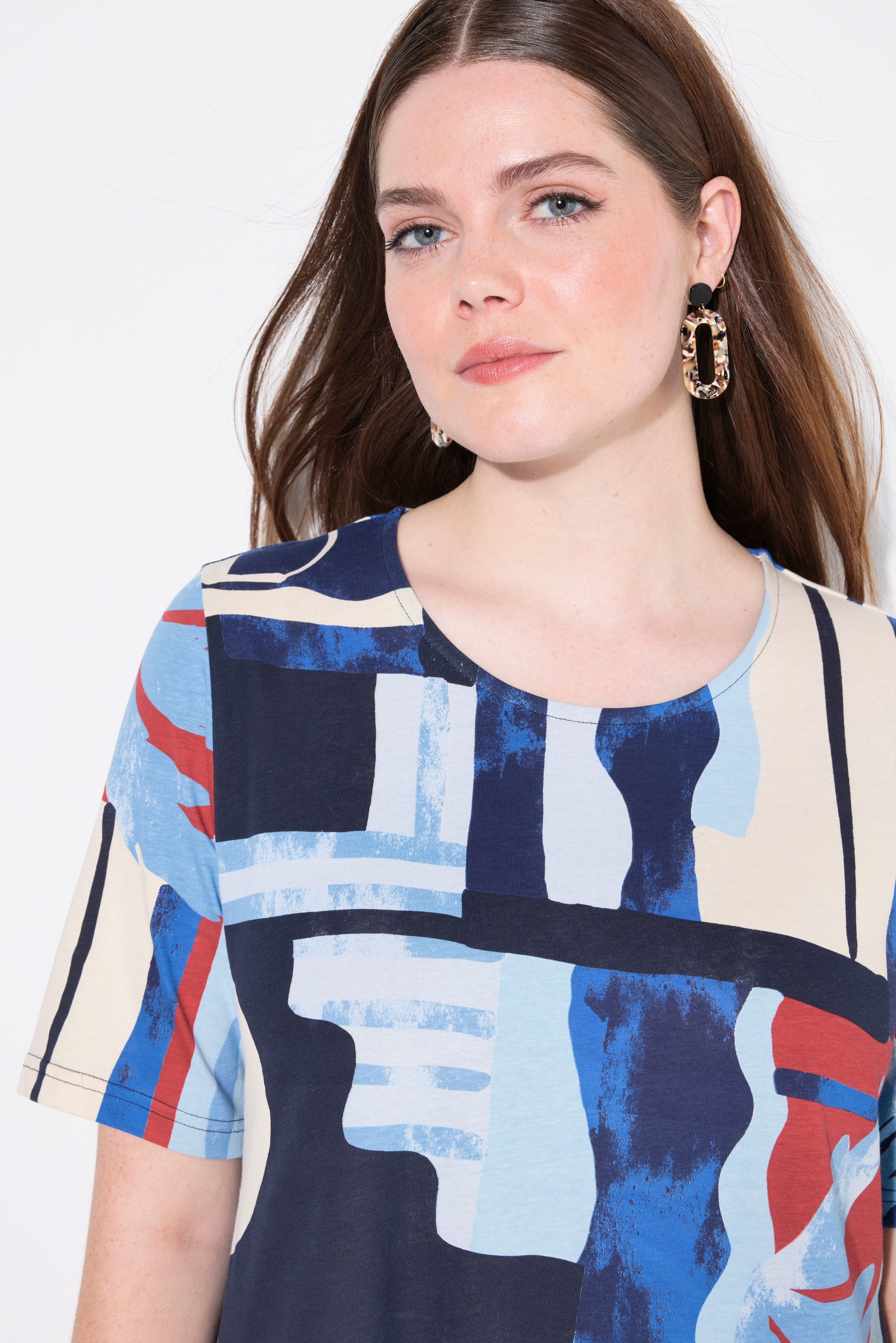 Ulla Popken Damen große Größen T Shirt Vasen A Linie Rundhals Halbarm