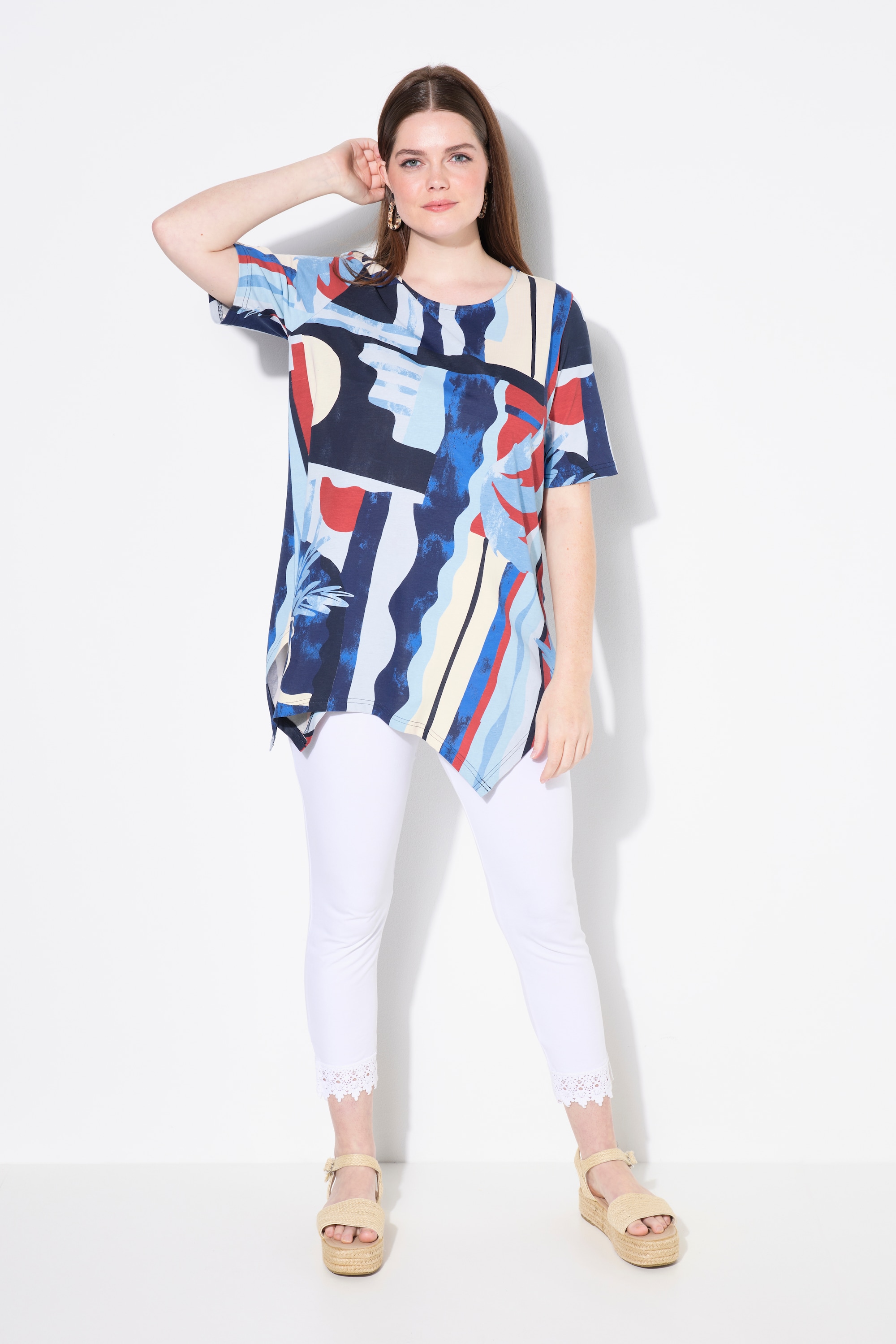 Ulla Popken Damen große Größen T Shirt Vasen A Linie Rundhals Halbarm