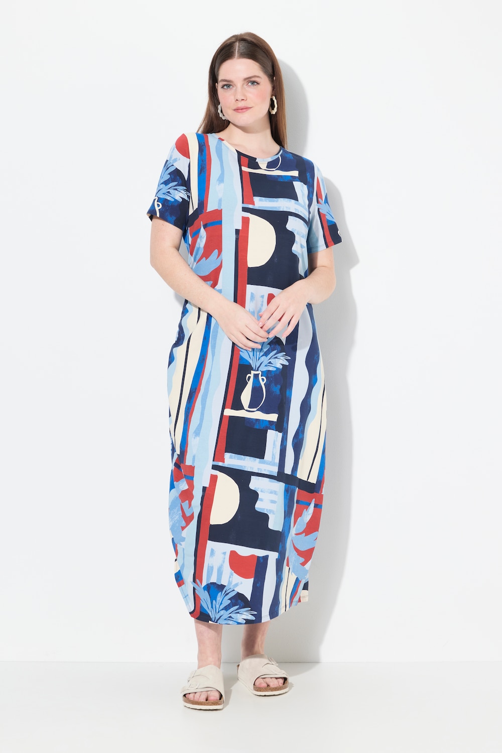 Große Größen Maxikleid, Damen, blau, Größe: 42/44, Baumwolle, Ulla Popken