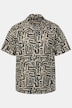Men+ Linnenmix-overhemd, korte mouw, Cubaanse kraag, all-over print, Cuba fit, tot 8 XL