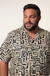 Men+ Linnenmix-overhemd, korte mouw, Cubaanse kraag, all-over print, Cuba fit, tot 8 XL