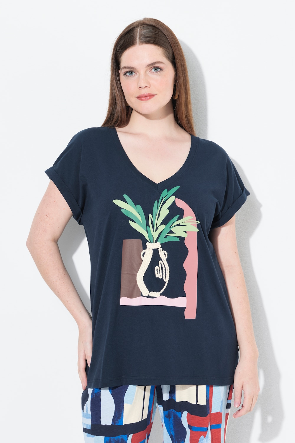 Große Größen T-Shirt, Damen, blau, Größe: 54/56, Baumwolle, Ulla Popken