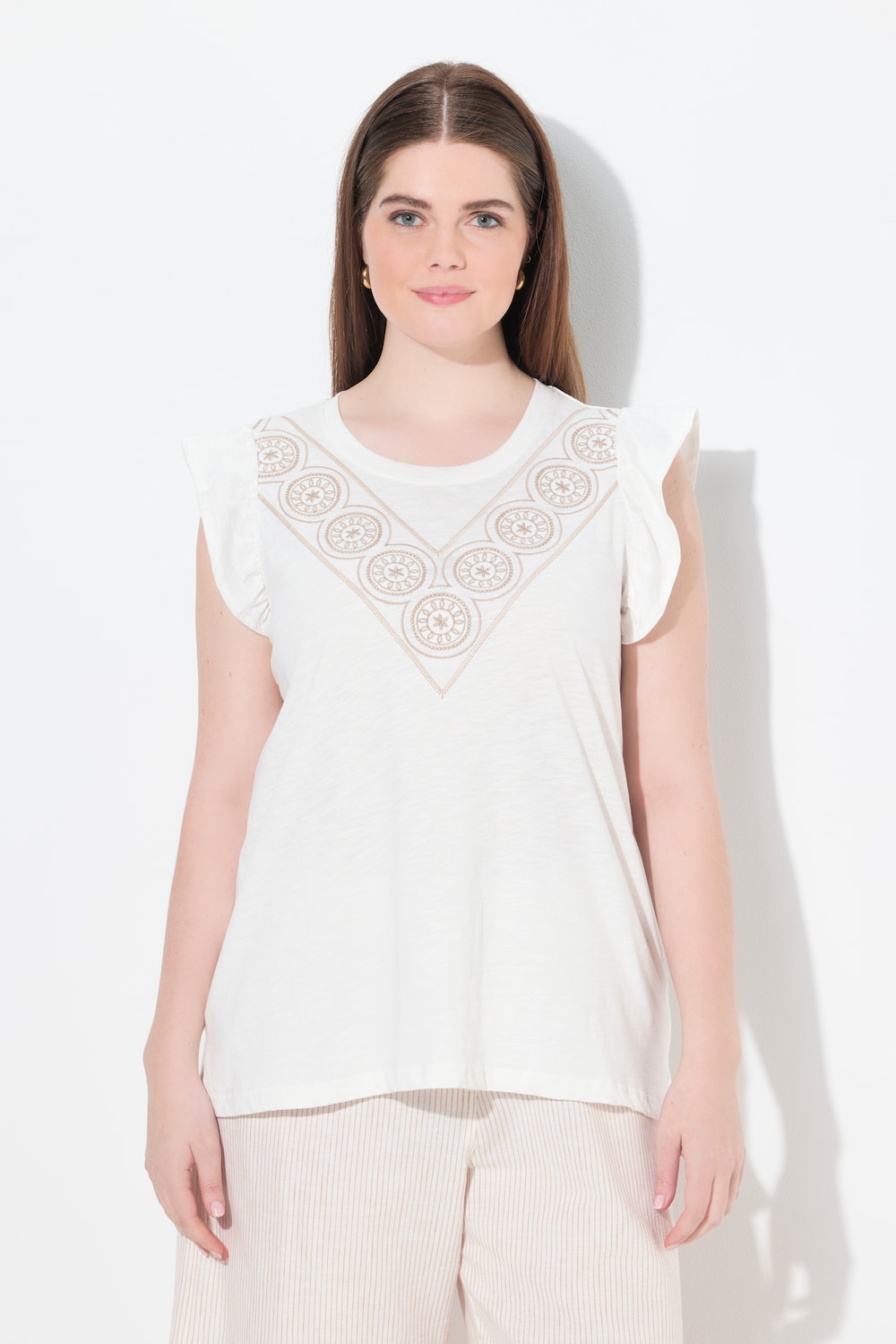 Große Größen T-Shirt, Damen, beige, Größe: 58/60, Baumwolle, Ulla Popken