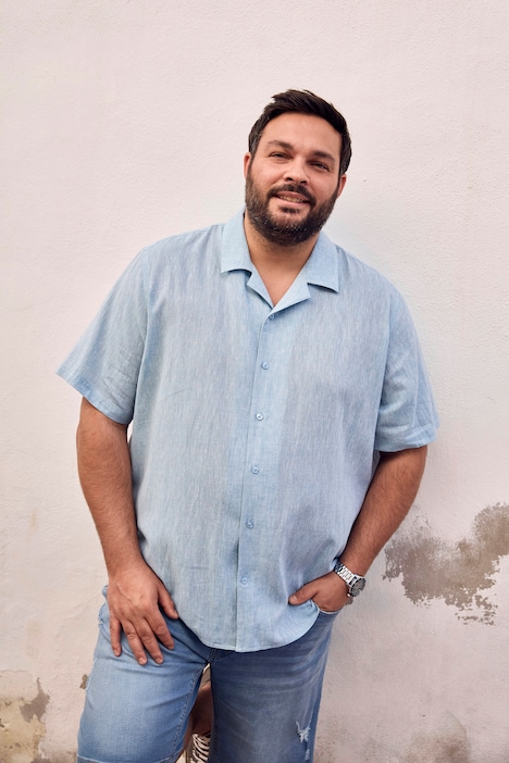 Men+ Leinenmix-Hemd, Halbarm, Cubakragen, Cuba Fit, bis 8 XL