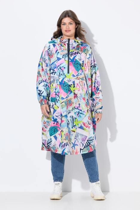 Printed Functional Unisex Hooded Rain Cape