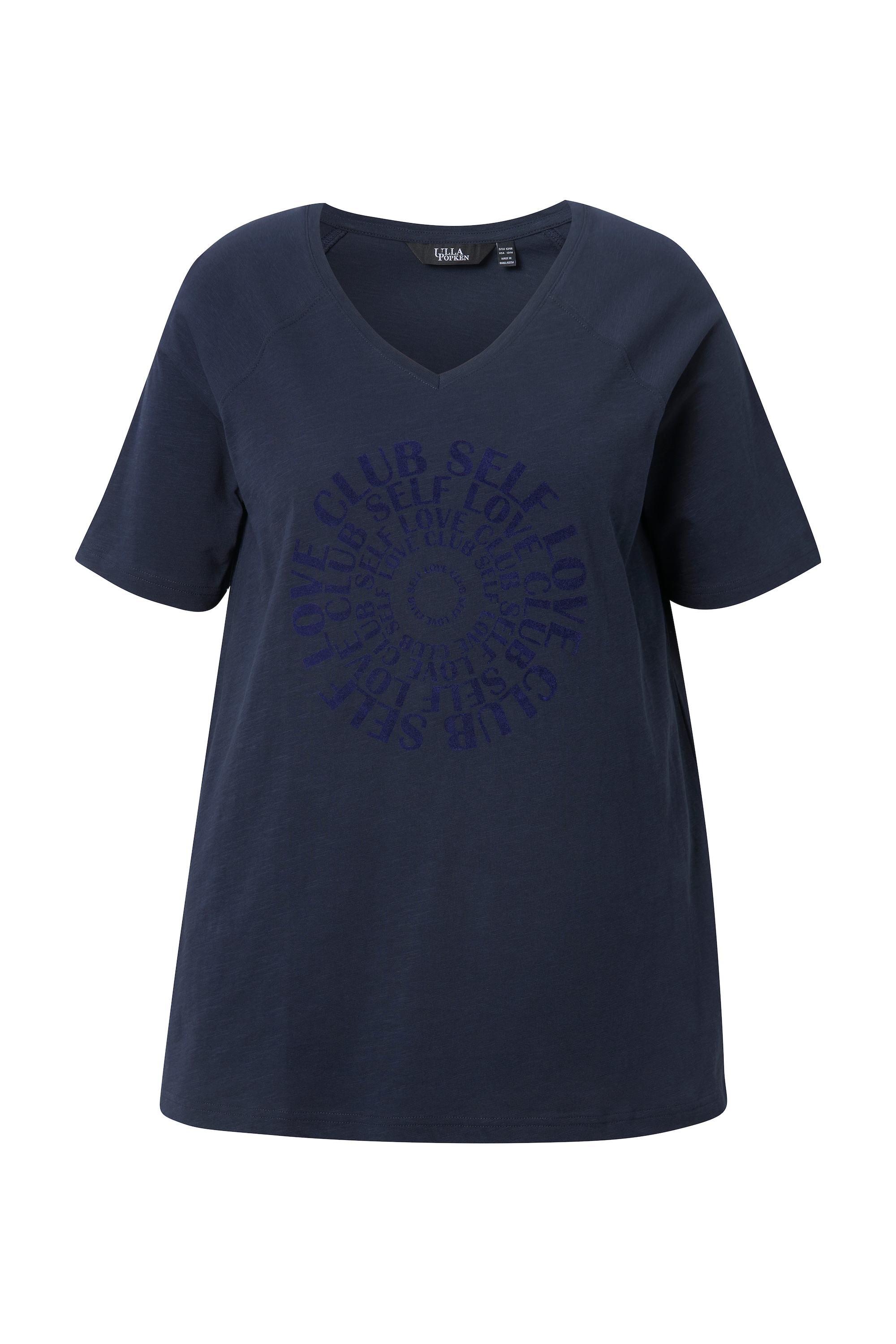 Ulla Popken Damen große Größen T Shirt Flockdruck V Ausschnitt