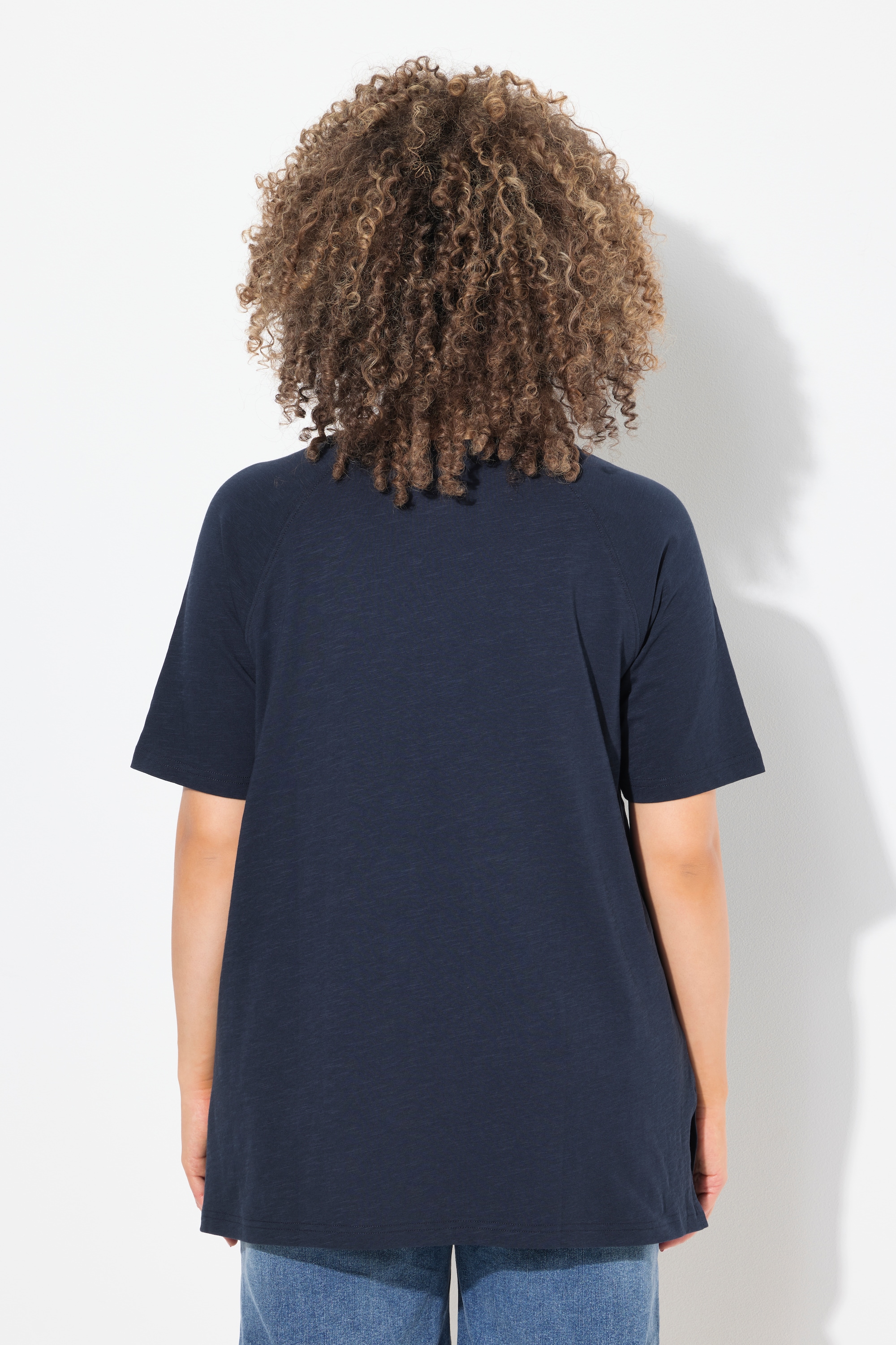 Ulla Popken Damen große Größen T Shirt Flockdruck V Ausschnitt