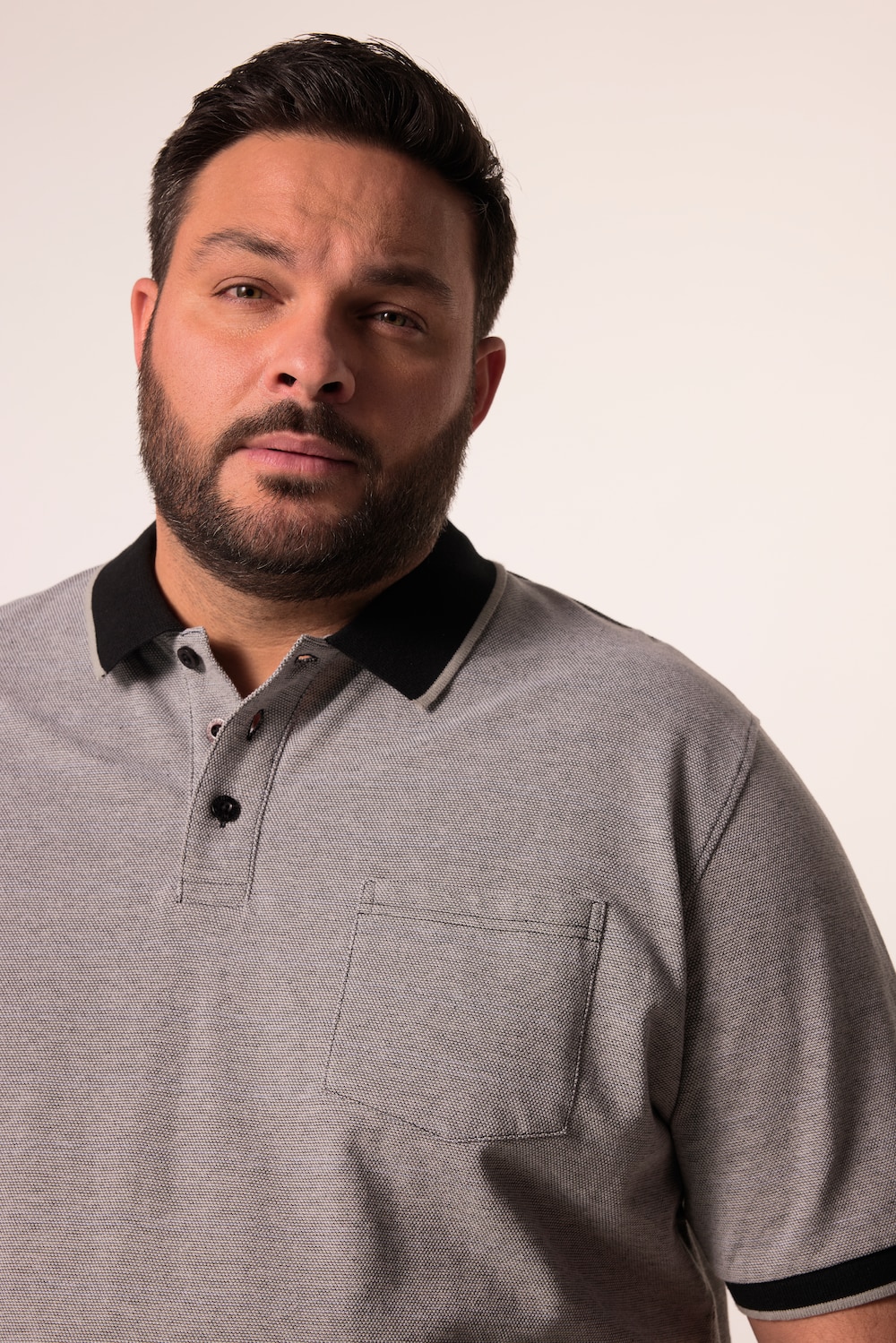 Stora storlekar Pikétröja, Her, svart, storlek: 5XL, Bomull, Men Plus