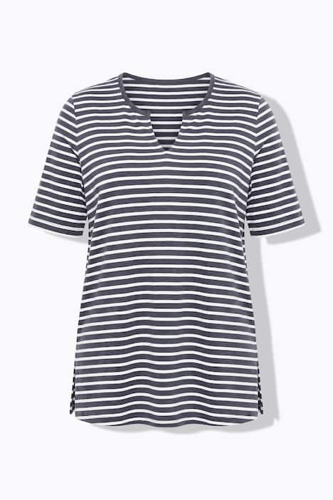 Longshirt, Ringel, A-Linie, Rundhals, Halbarm