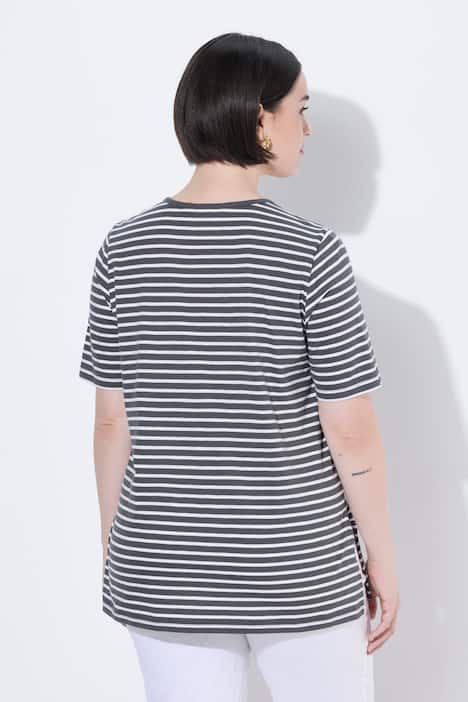 Longshirt, Ringel, A-Linie, Rundhals, Halbarm