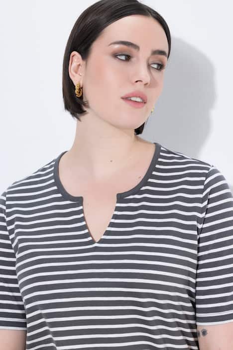 Longshirt, Ringel, A-Linie, Rundhals, Halbarm