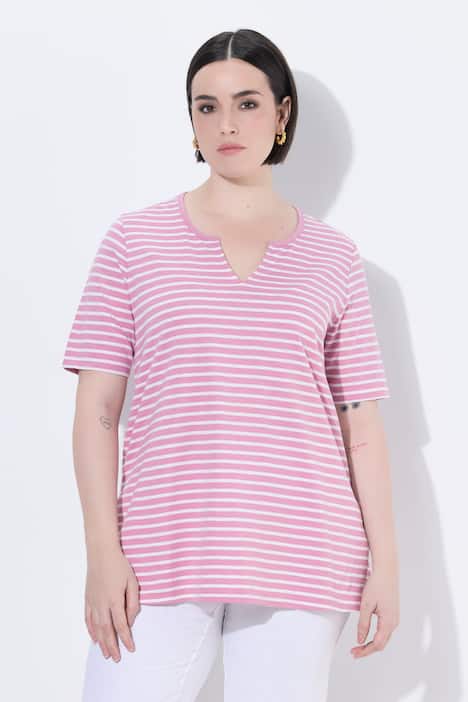 Longshirt, Ringel, A-Linie, Rundhals, Halbarm